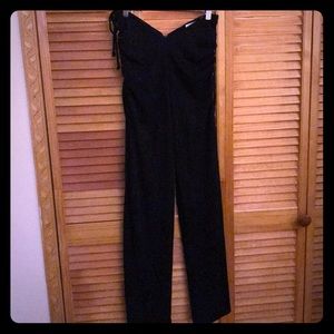 Black side tie high slit cropped pants